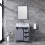 Marsyas 30 In. Freestanding Dark Grey Bathroom Vanity With With Single undermount ceramic sink, White Carrara Marble Top