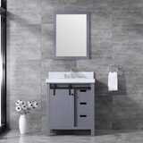 Marsyas 30 In. Freestanding Dark Grey Bathroom Vanity With With Single undermount ceramic sink, White Carrara Marble Top