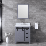 Marsyas Freestanding Dark Grey Freestanding Bathroom Vanity With Undermount Ceramic Sink, White Carrara Marble Top