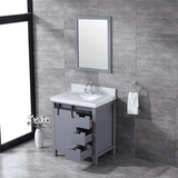 Marsyas Freestanding Dark Grey Freestanding Bathroom Vanity With Undermount Ceramic Sink, White Carrara Marble Top