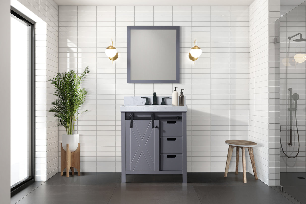 Marsyas 30 in. Freestanding Bathroom Vanity with White Quartz top, White Square Sink