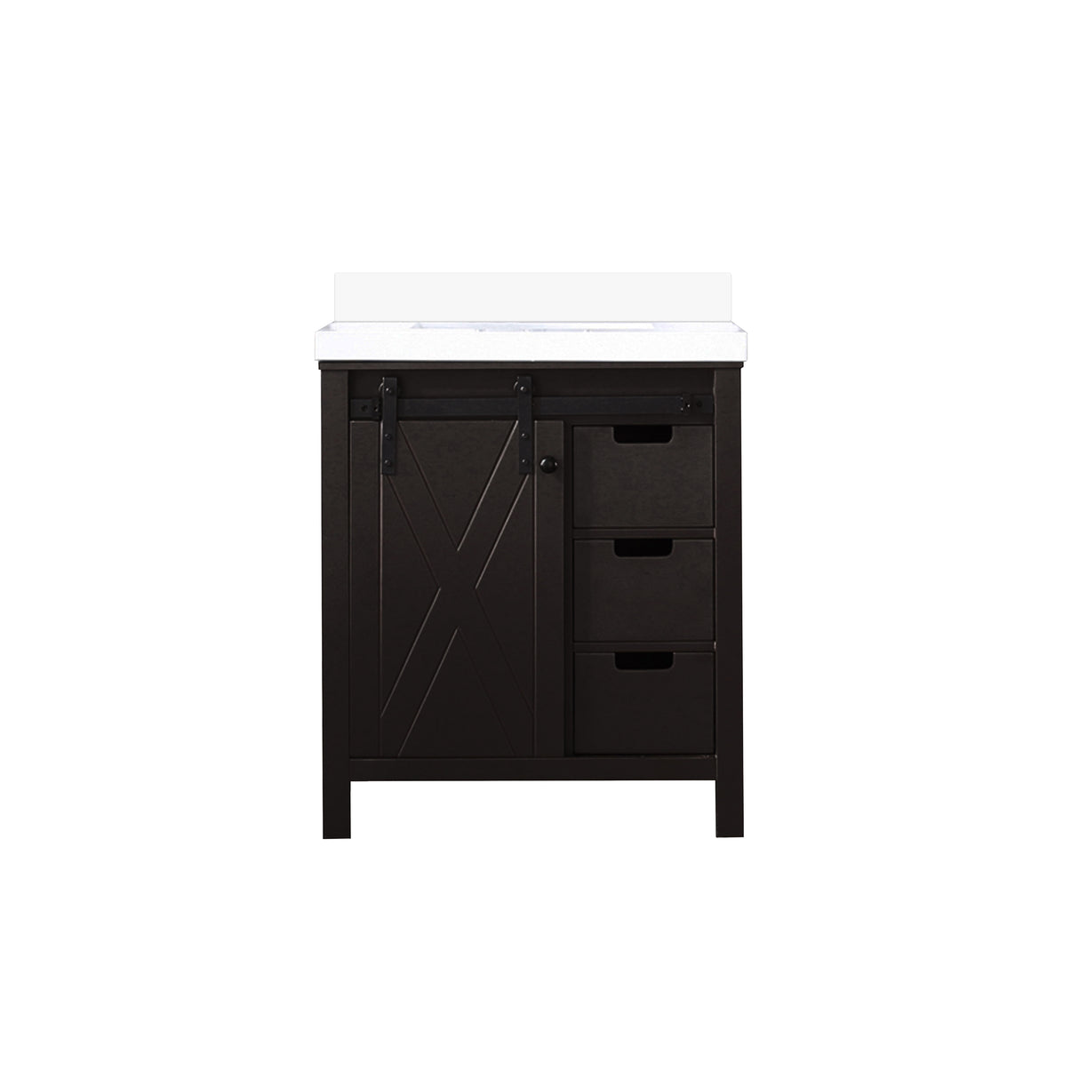 Marsyas 30 in. Freestanding Bathroom Vanity with White Quartz top, White Square Sink