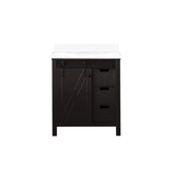 Marsyas 30 in. Freestanding Bathroom Vanity with White Quartz top, White Square Sink