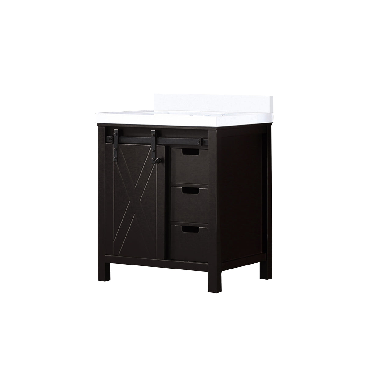 Marsyas 30 in. Freestanding Bathroom Vanity with White Quartz top, White Square Sink