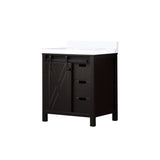 Marsyas 30 in. Freestanding Bathroom Vanity with White Quartz top, White Square Sink