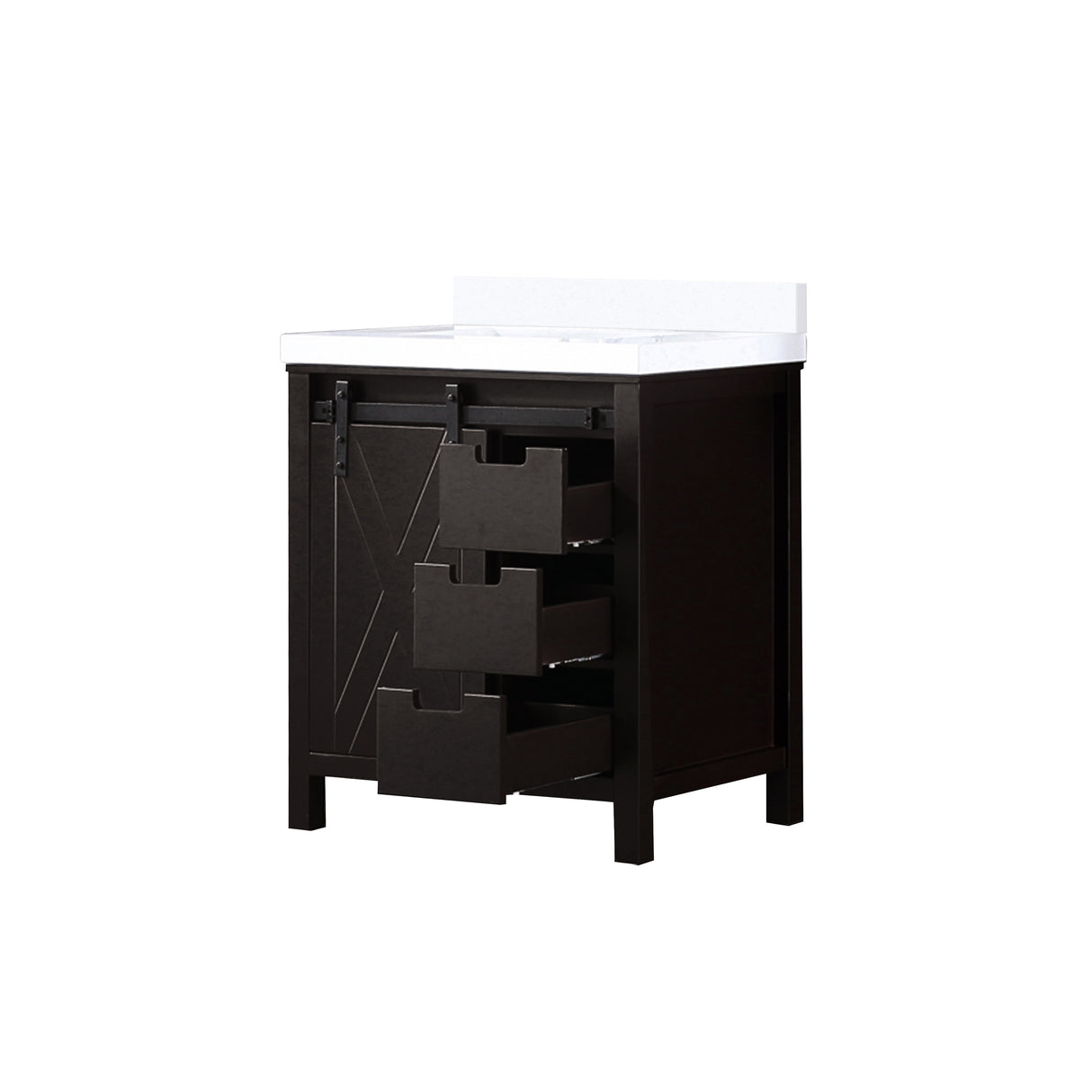 Marsyas 30 in. Freestanding Bathroom Vanity with White Quartz top, White Square Sink