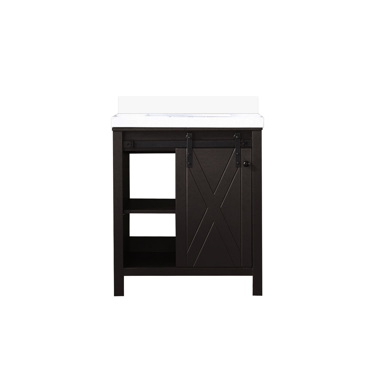 Marsyas 30 in. Freestanding Bathroom Vanity with White Quartz top, White Square Sink