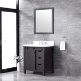 Marsyas Brown Freestanding Bathroom Vanity with White Quartz top, White Square Sink