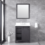 Marsyas 30" Brown Single Vanity, White Quartz Top, White Square Sink and no Mirror