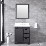 Marsyas 30" Brown Single Vanity, White Quartz Top, White Square Sink and no Mirror