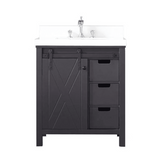 Marsyas 30" Brown Single Vanity, White Quartz Top, White Square Sink and no Mirror