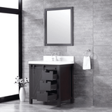 Marsyas Brown Freestanding Bathroom Vanity with White Quartz top, White Square Sink
