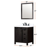 Marsyas 30 in. Freestanding Bathroom Vanity with White Quartz top, White Square Sink