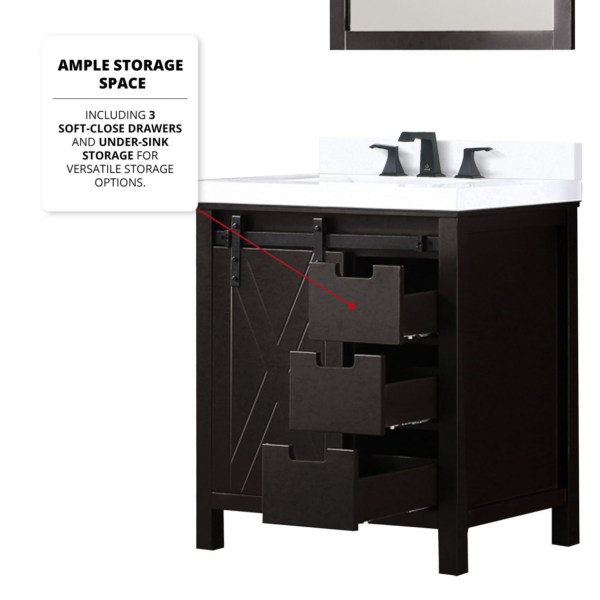 Marsyas 30 in. Freestanding Bathroom Vanity with White Quartz top, White Square Sink