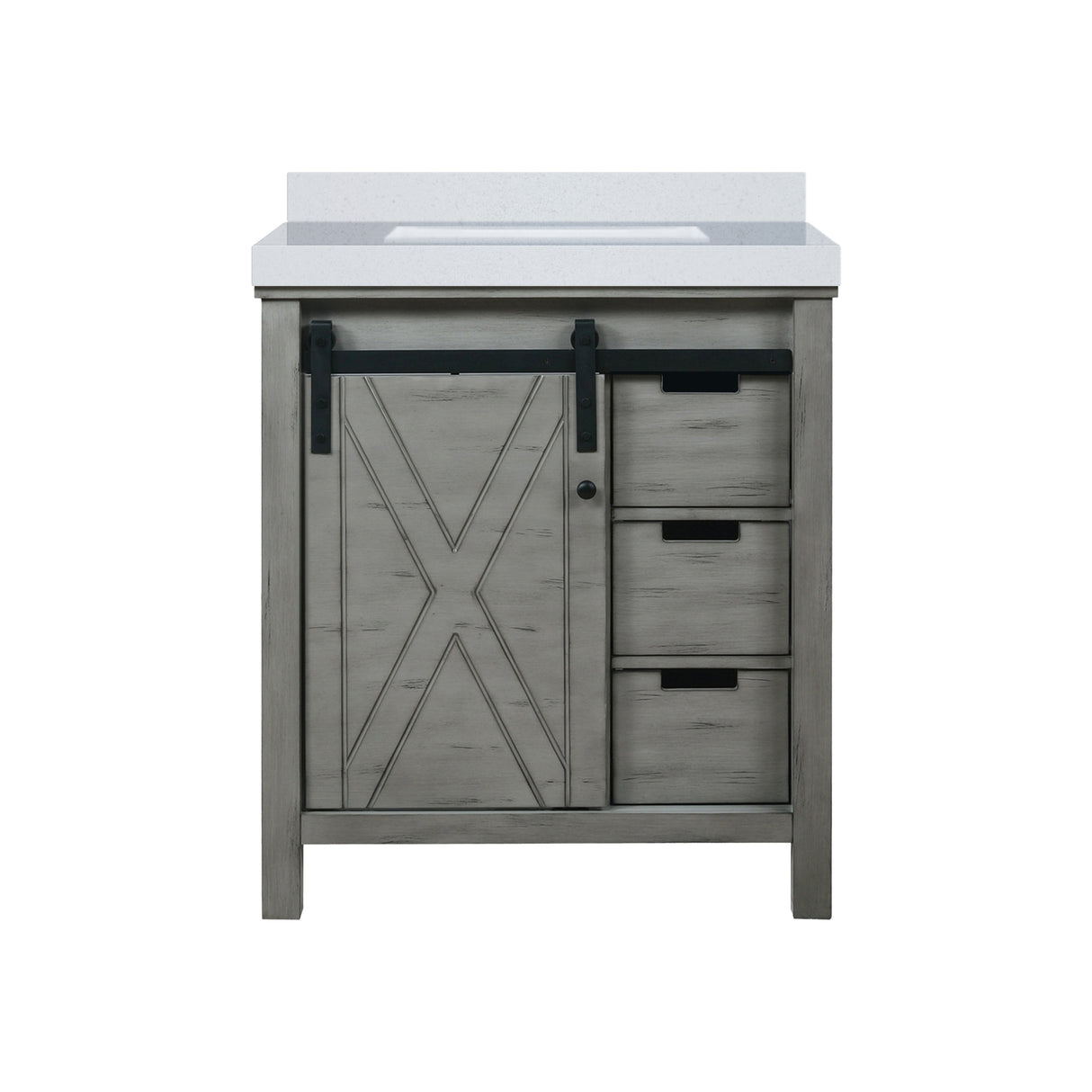 Marsyas 30 in. Freestanding Bathroom Vanity with White Quartz top, White Square Sink