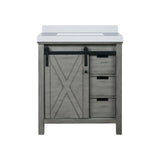 Marsyas 30 in. Freestanding Bathroom Vanity with White Quartz top, White Square Sink