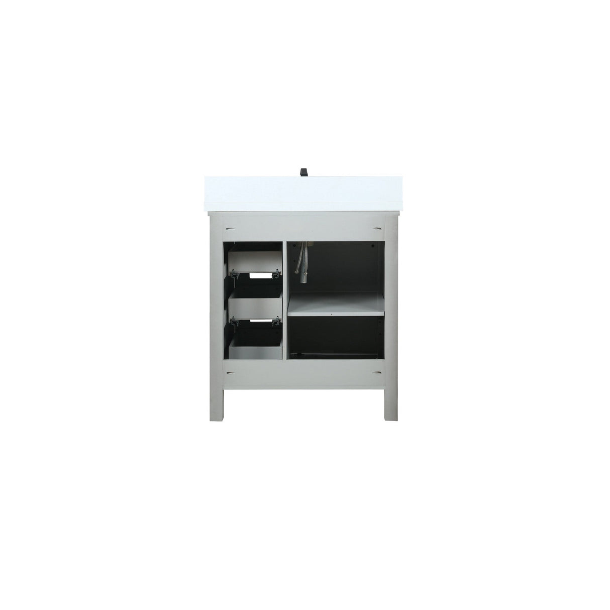 Marsyas Ash Grey Freestanding Bathroom Vanity with White Quartz top, White Square Sink
