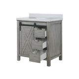 Marsyas 30 in. Freestanding Bathroom Vanity with White Quartz top, White Square Sink