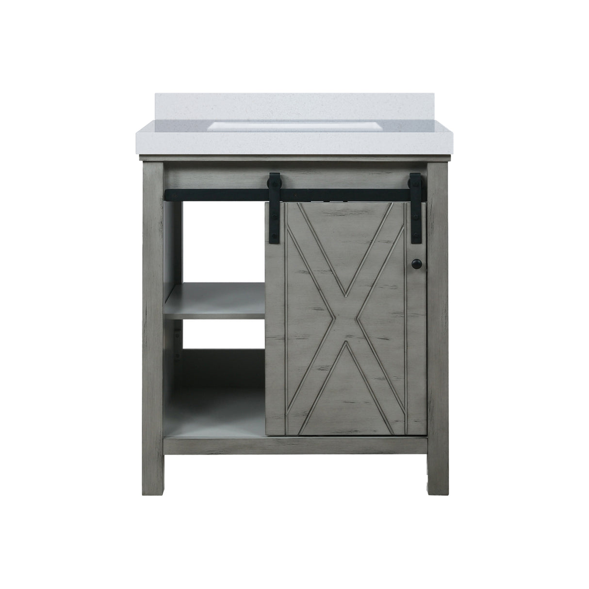 Marsyas 30 in. Freestanding Bathroom Vanity with White Quartz top, White Square Sink