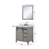 Marsyas 30 in. Freestanding Bathroom Vanity with White Quartz top, White Square Sink