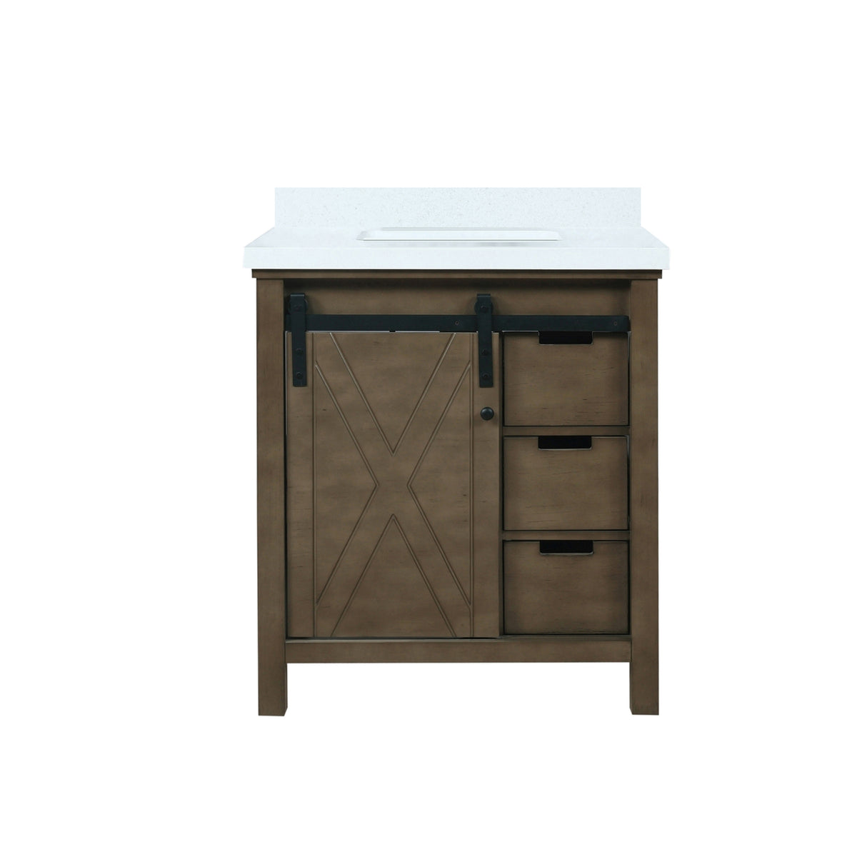 Marsyas 30 in. Freestanding Bathroom Vanity with White Quartz top, White Square Sink