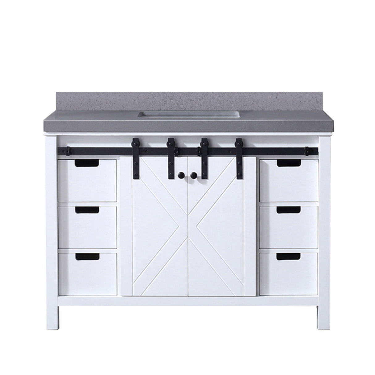 Marsyas 48 in. Freestanding Bathroom Vanity with White Quartz top, White Square Sink