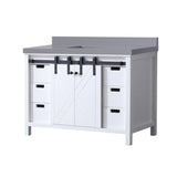 Marsyas 48 in. Freestanding Bathroom Vanity with White Quartz top, White Square Sink