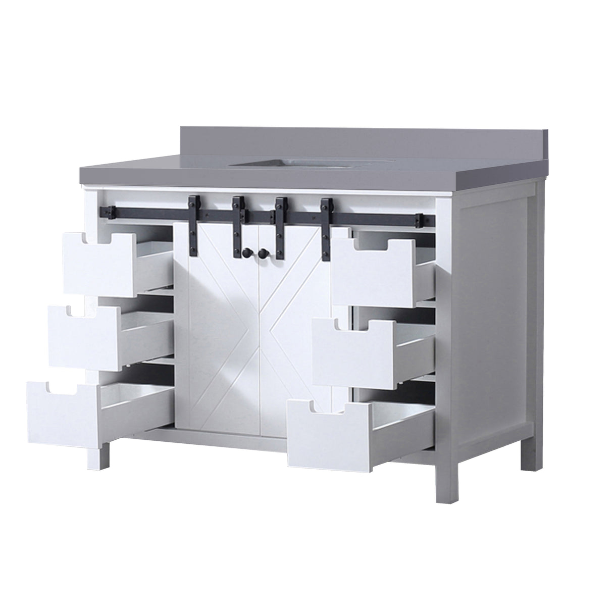 Marsyas 48 in. Freestanding Bathroom Vanity with White Quartz top, White Square Sink