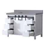Marsyas 48 in. Freestanding Bathroom Vanity with White Quartz top, White Square Sink