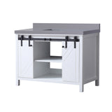 Marsyas 48 in. Freestanding Bathroom Vanity with White Quartz top, White Square Sink