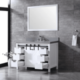 Marsyas 48" White Single Vanity, Grey Quartz Top, White Square Sink and no Mirror