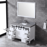 Marsyas 48" White Single Vanity, Grey Quartz Top, White Square Sink and no Mirror