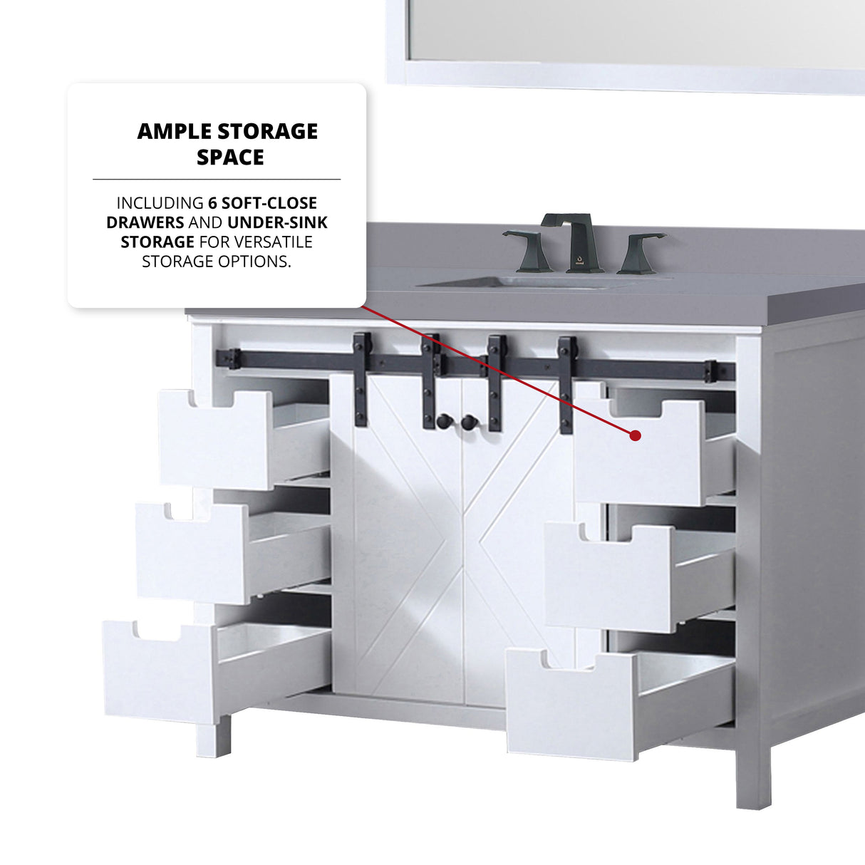 Marsyas 48 in. Freestanding Bathroom Vanity with White Quartz top, White Square Sink