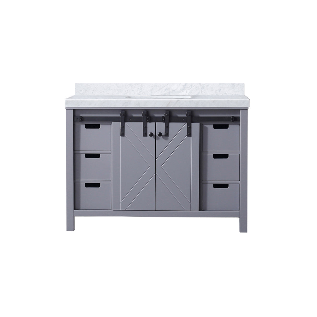 Marsyas 48 in. Freestanding Bathroom Vanity with White Quartz top, White Square Sink