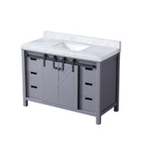 Marsyas 48 in. Freestanding Bathroom Vanity with White Quartz top, White Square Sink