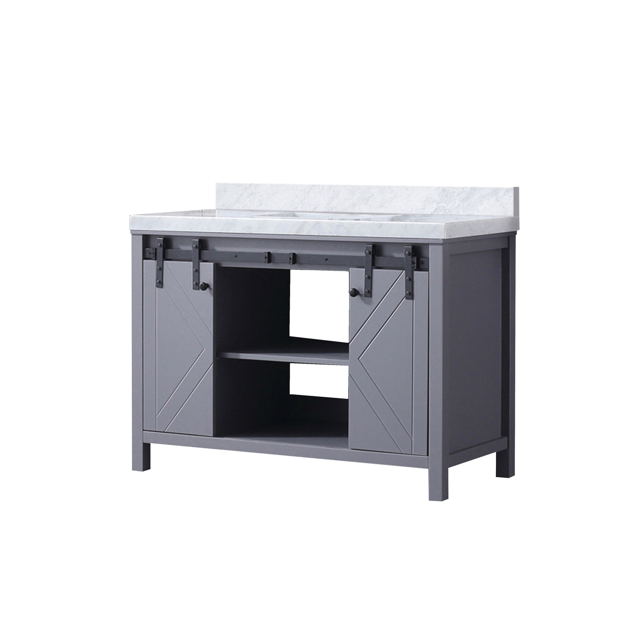 Marsyas 48 in. Freestanding Bathroom Vanity with White Quartz top, White Square Sink