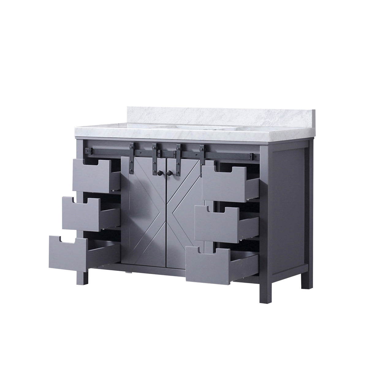 Marsyas 48 in. Freestanding Bathroom Vanity with White Quartz top, White Square Sink