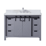 Marsyas 48 In. Freestanding Dark Grey Bathroom Vanity With Single Undermount Ceramic Sink, White Carrara Marble Top