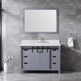 Marsyas Freestanding Dark Grey Freestanding Bathroom Vanity With Undermount Ceramic Sink, White Carrara Marble Top