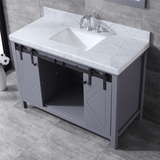 Marsyas 48 In. Freestanding Dark Grey Bathroom Vanity With Single Undermount Ceramic Sink, White Carrara Marble Top