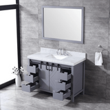 Marsyas 48 In. Freestanding Dark Grey Bathroom Vanity With Single Undermount Ceramic Sink, White Carrara Marble Top