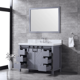 Marsyas 48 In. Freestanding Dark Grey Bathroom Vanity With Single Undermount Ceramic Sink, White Carrara Marble Top