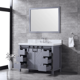 Marsyas Freestanding Dark Grey Freestanding Bathroom Vanity With Undermount Ceramic Sink, White Carrara Marble Top