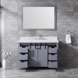 Marsyas 48 In. Freestanding Dark Grey Bathroom Vanity With Single Undermount Ceramic Sink, White Carrara Marble Top