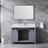 Marsyas 48 In. Freestanding Dark Grey Bathroom Vanity With Single Undermount Ceramic Sink, White Carrara Marble Top