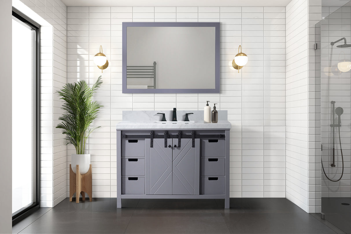 Marsyas 48 in. Freestanding Bathroom Vanity with White Quartz top, White Square Sink