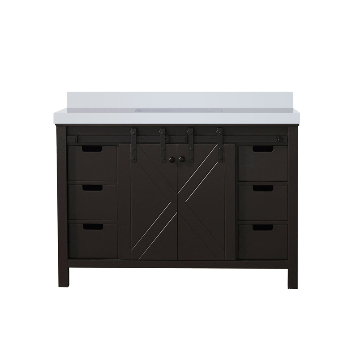 Marsyas 48 in. Freestanding Bathroom Vanity with White Quartz top, White Square Sink
