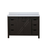 Marsyas 48 in. Freestanding Bathroom Vanity with White Quartz top, White Square Sink