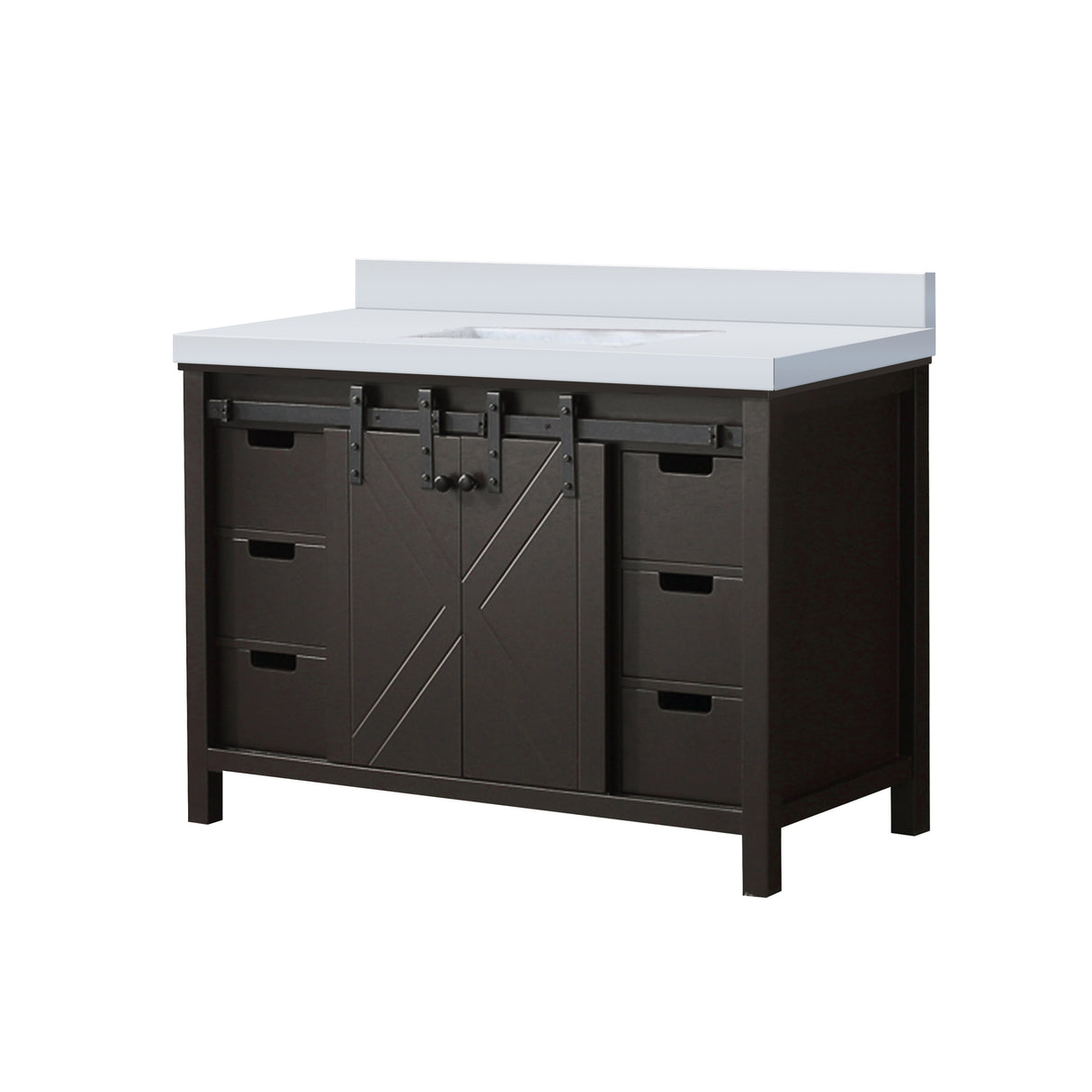 Marsyas 48 in. Freestanding Bathroom Vanity with White Quartz top, White Square Sink