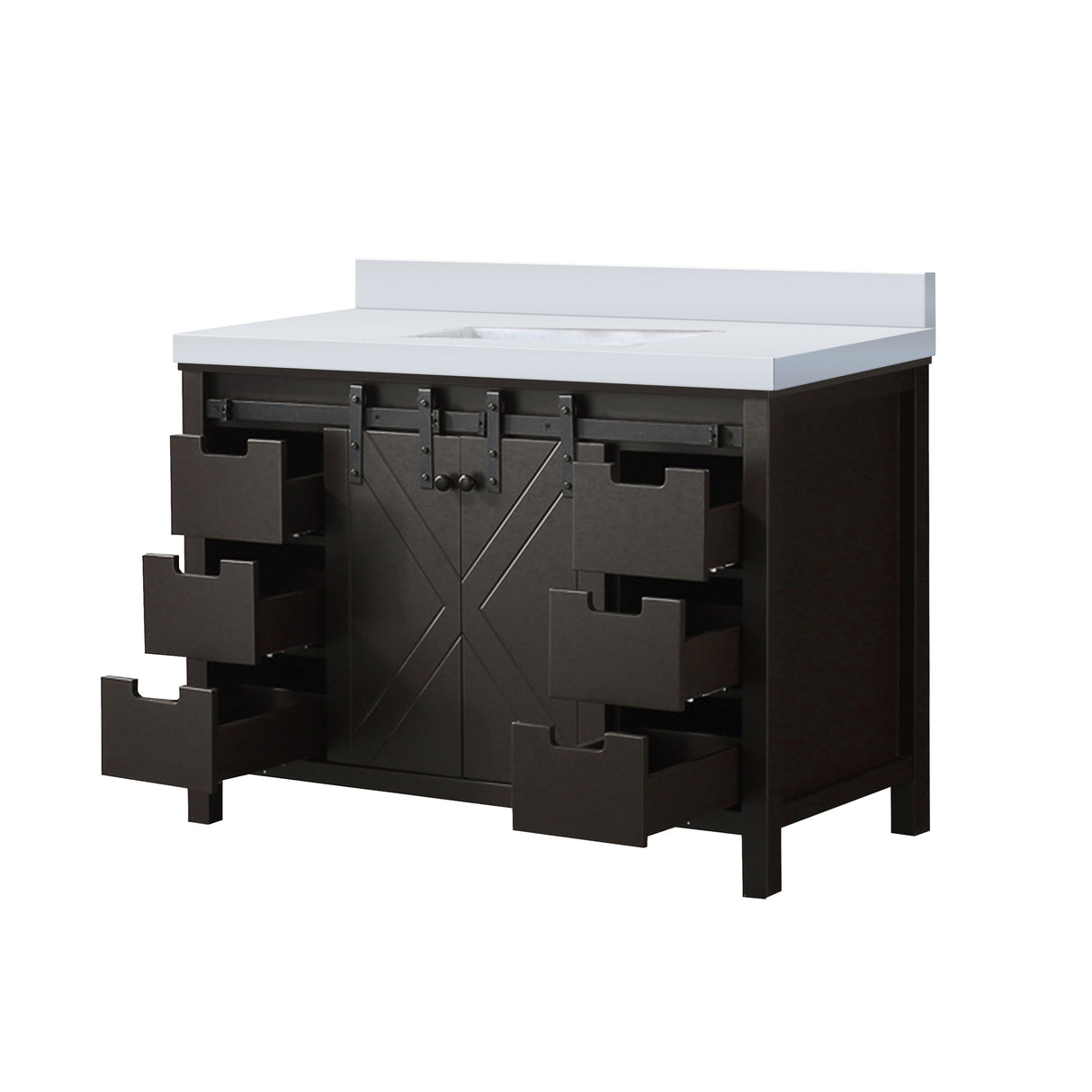 Marsyas 48 in. Freestanding Bathroom Vanity with White Quartz top, White Square Sink